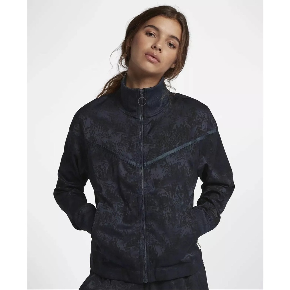 Nike Sportswear NSW Jacquard Track Jacket Full Zip Rib Knit Trim Streetwear Blue